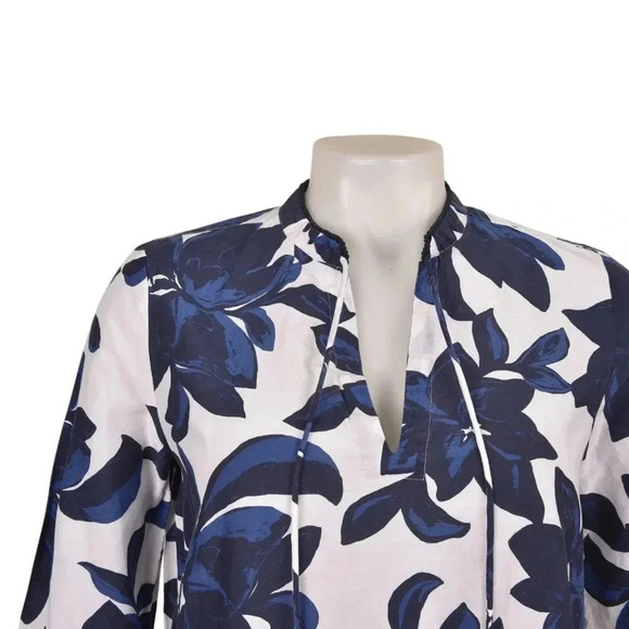 Draper James Mini Dress Floral Cotton Silk  White Blue Size XS - Picture 4 of 10